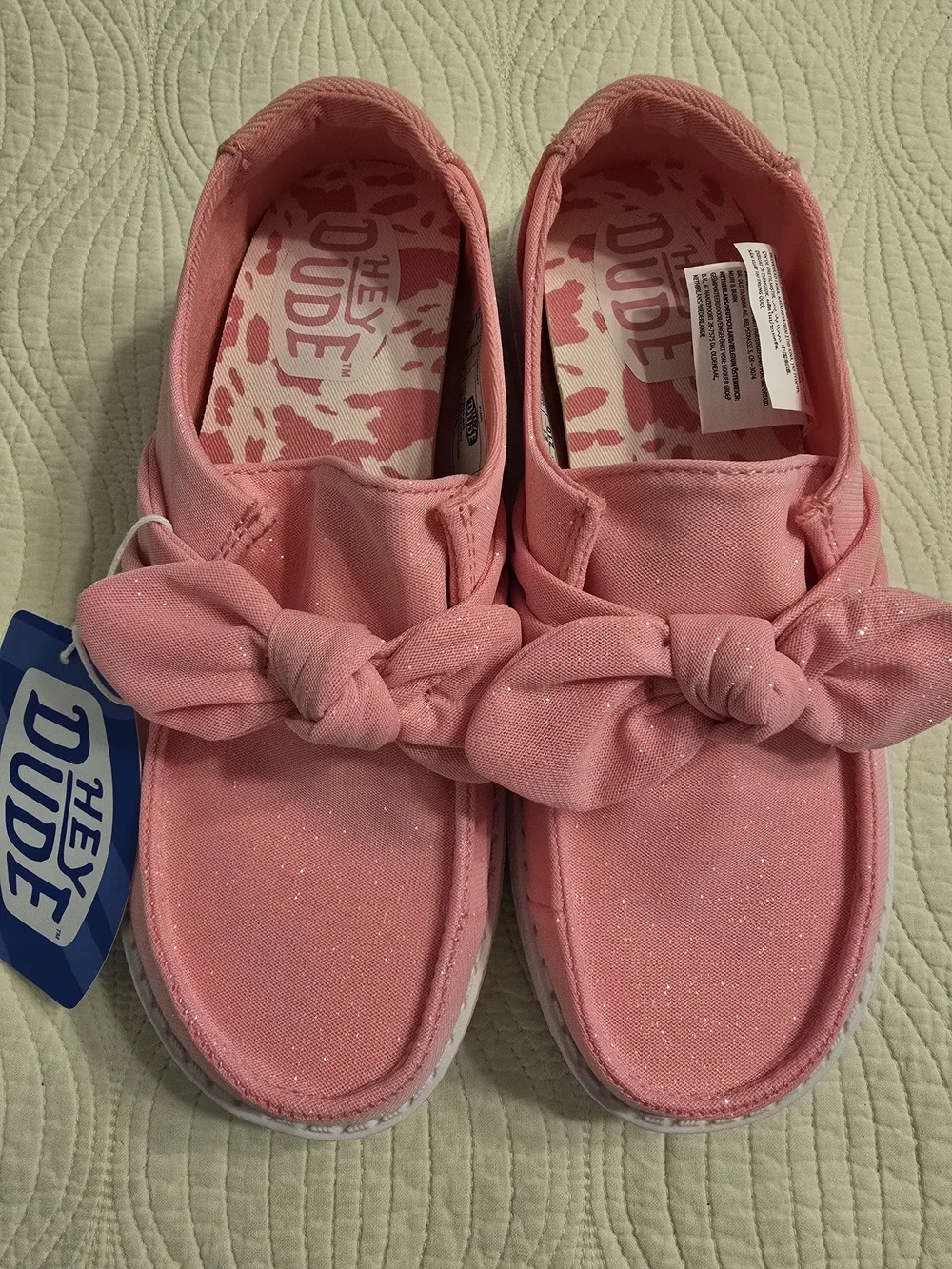 NWT Hey Dude Girls Wendy Bow Y Stardust Slip On Sneakers